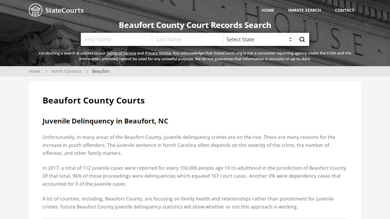 Beaufort County, NC Courts - Records & Cases - StateCourts
