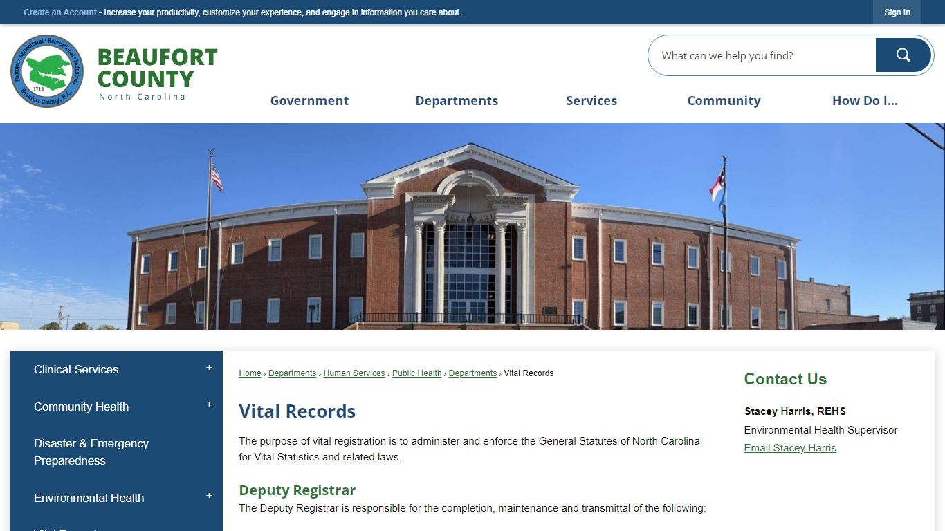 Vital Records | Beaufort County, NC